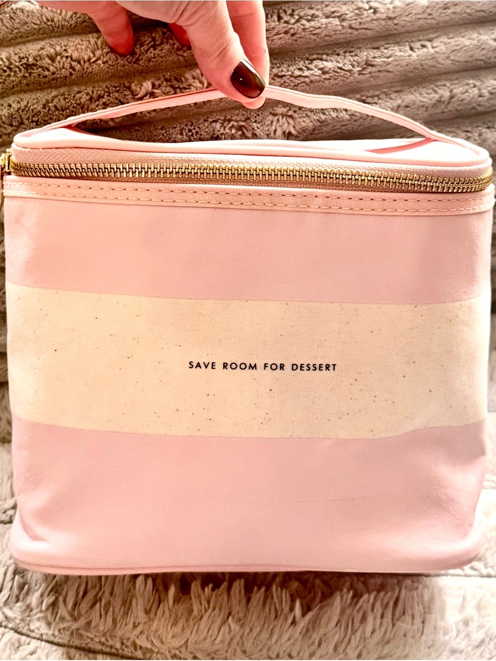 KATE SPADE blush/cream Insulated “Save Room for Dessert” lunch bag/tote bag